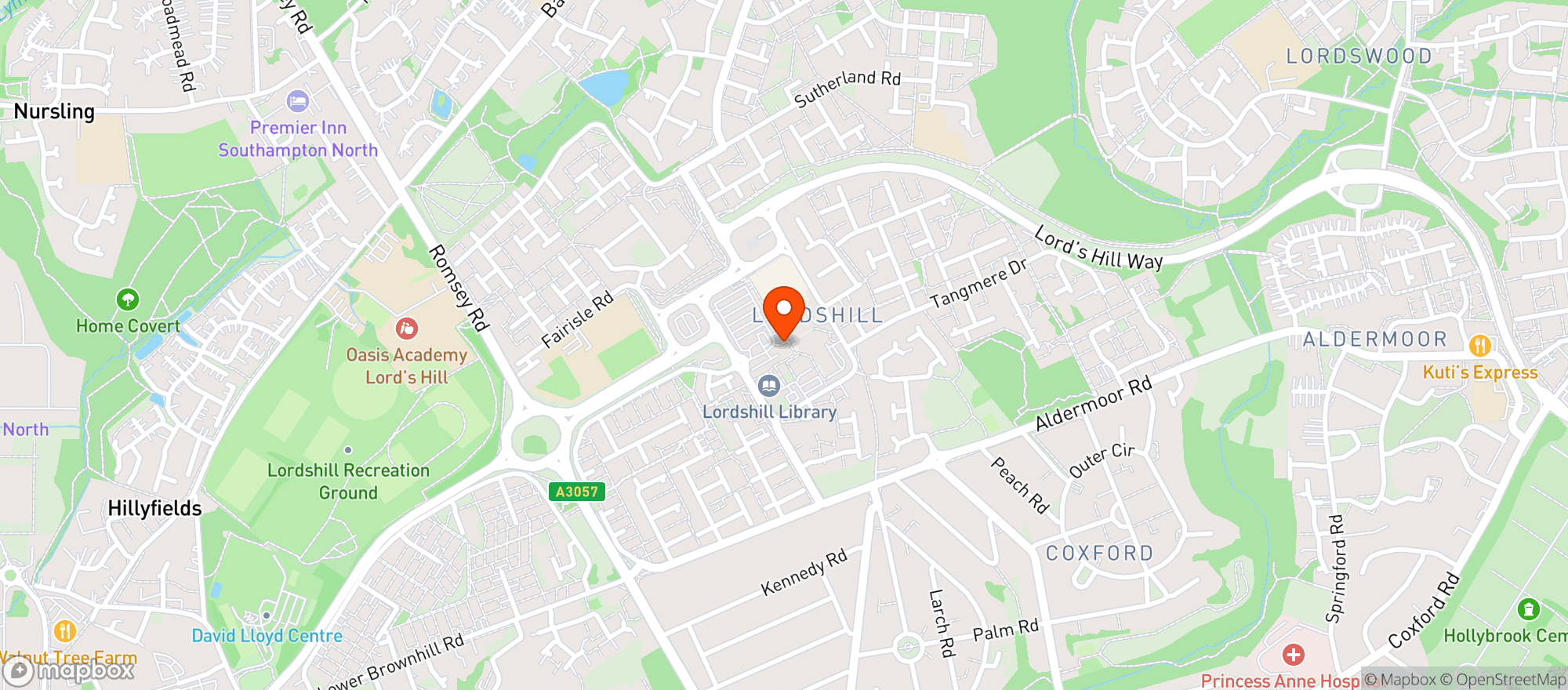 Map showing Sainsburys Lords Hill