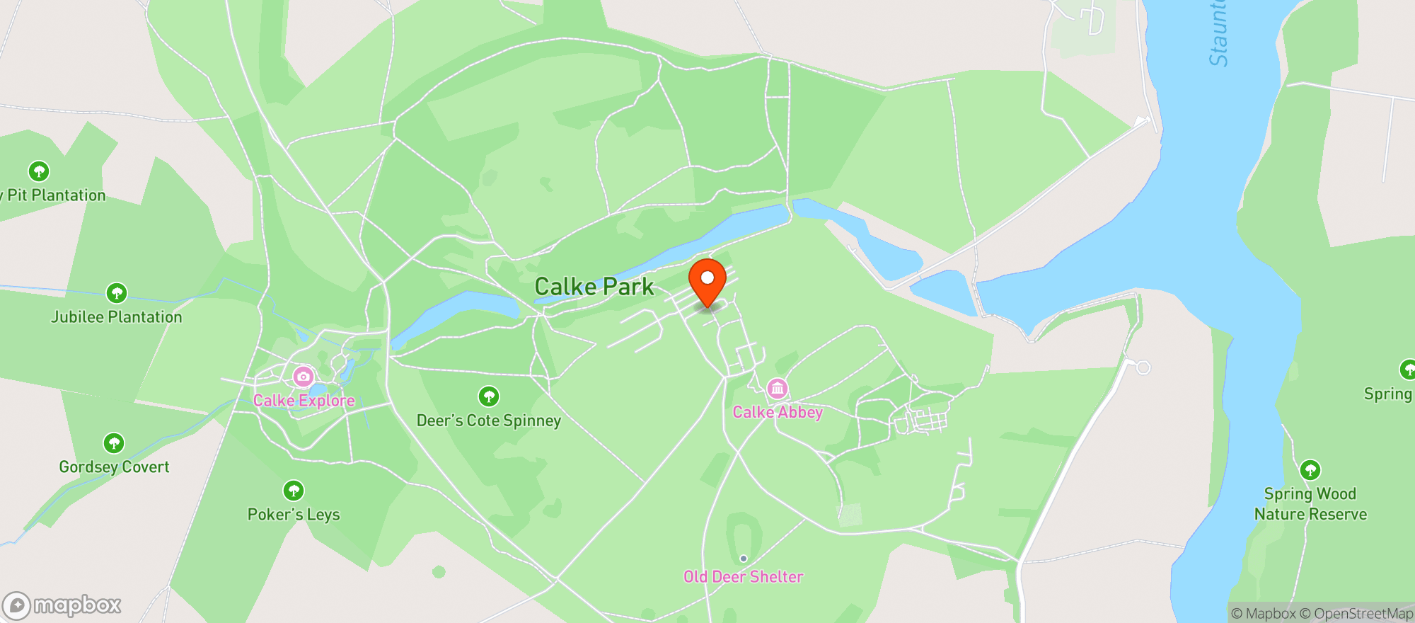Map showing Calke Abbey Stables, National Trust Gift Shop