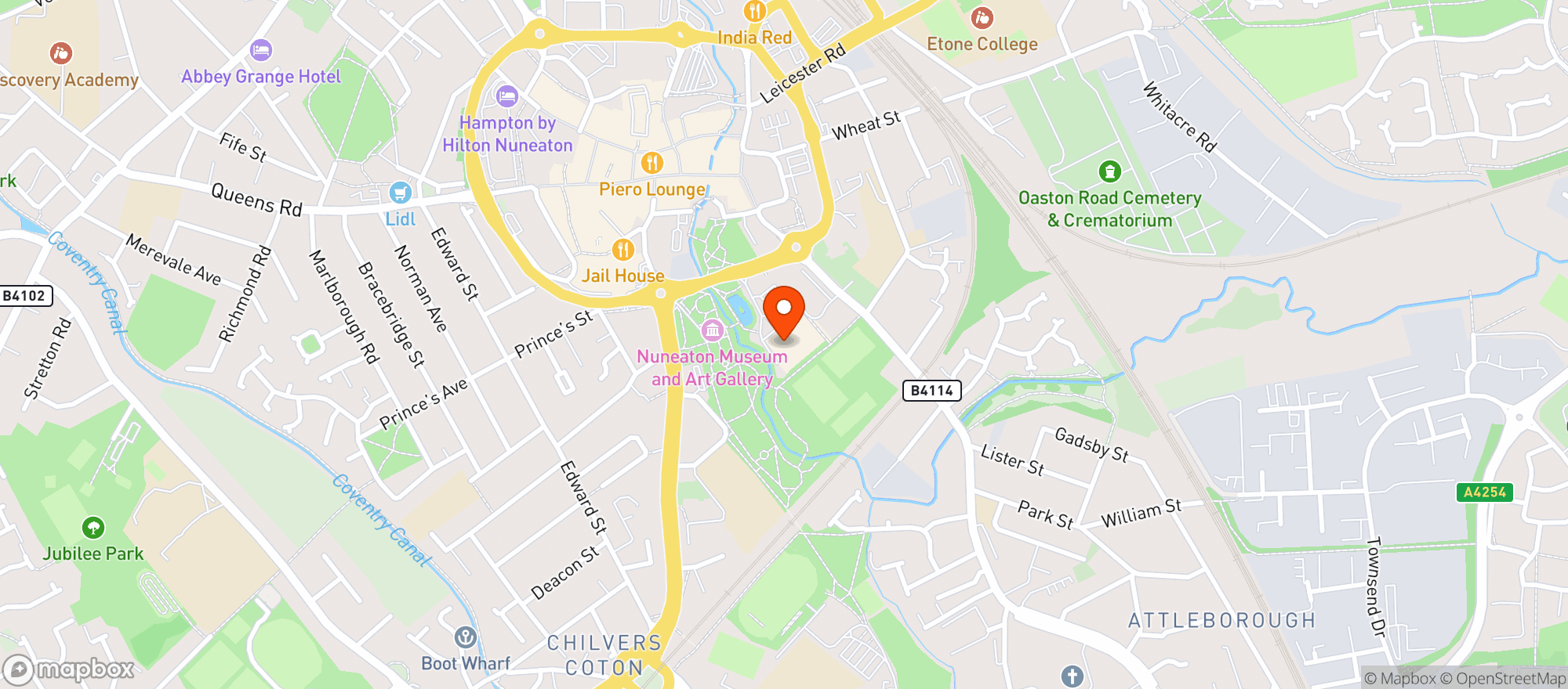 Map showing Sainsburys Nuneaton