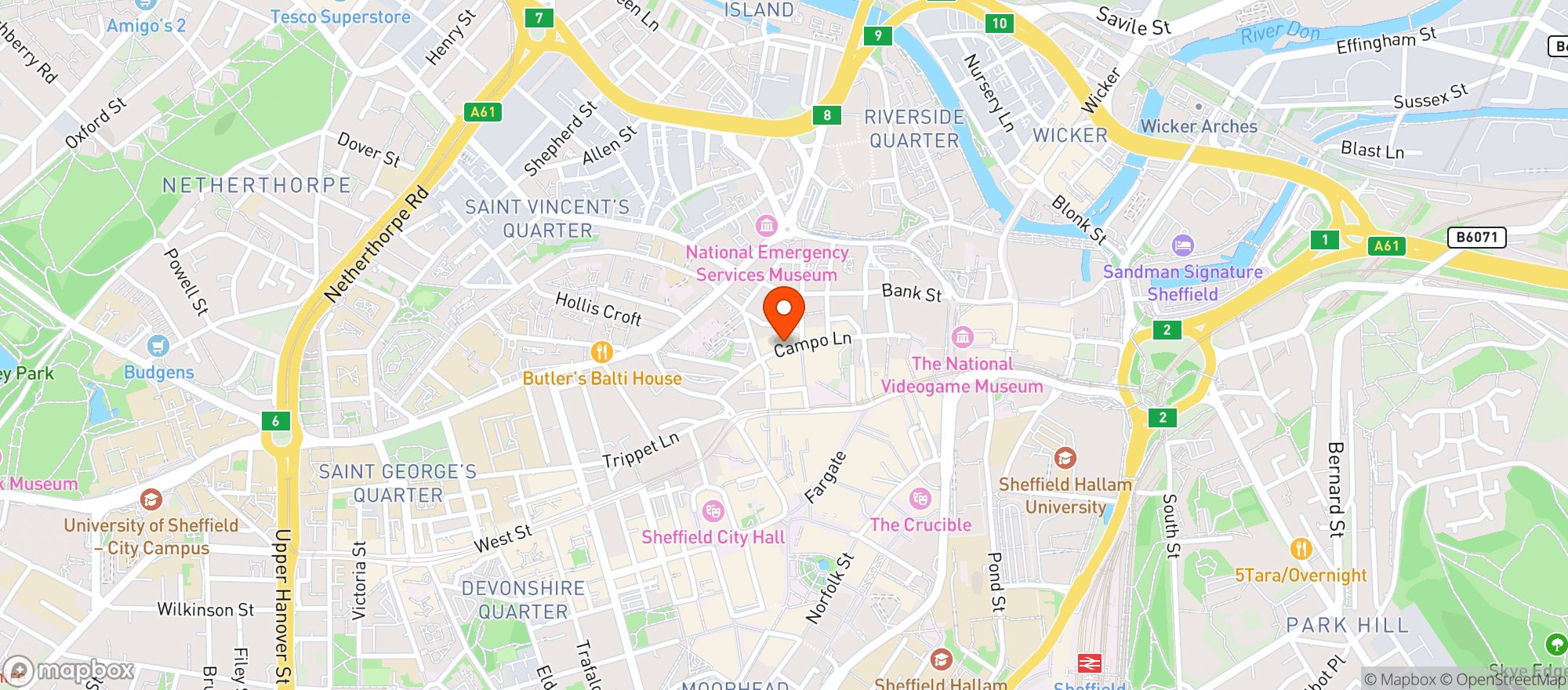 Map showing Edo Sushi Wig & Pen
