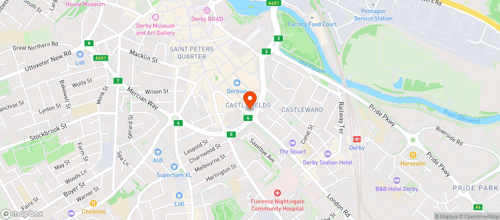 Map showing M&s