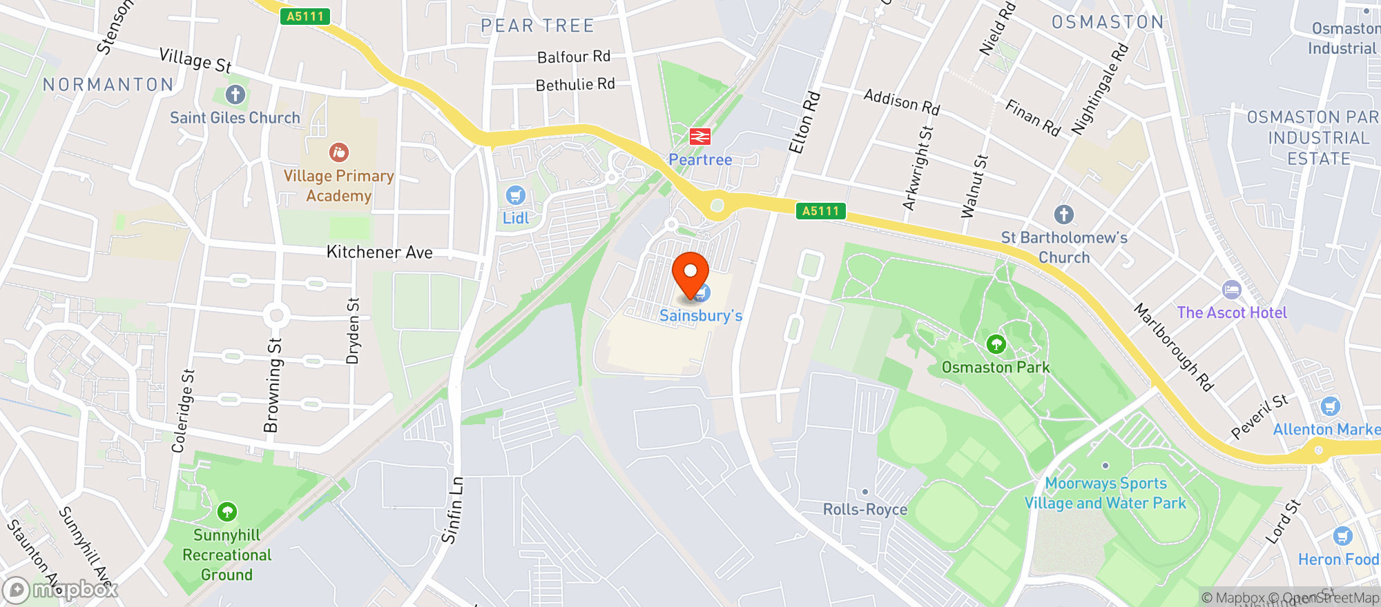 Map showing Sainsburys Osmaston Park