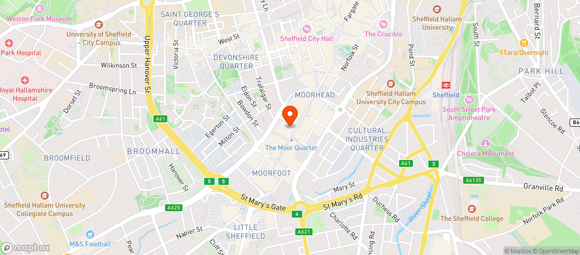 Map showing Sainsburys The Moor