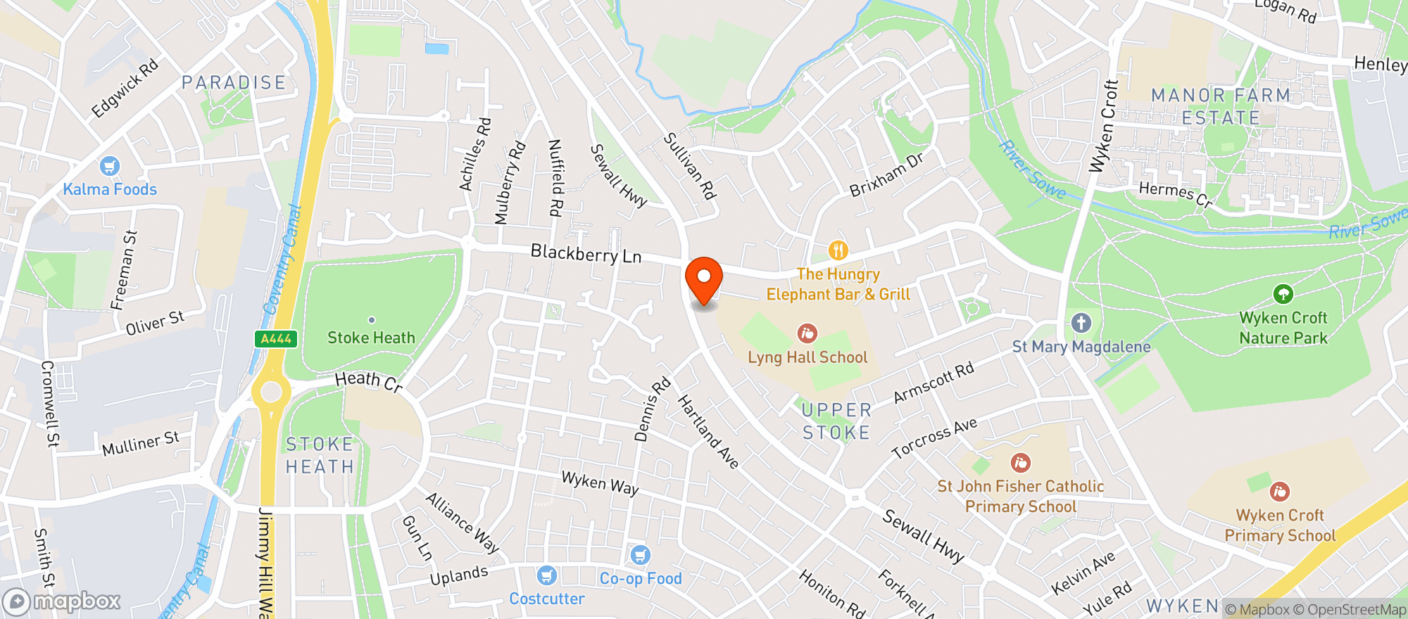 Map showing Devonshire Arms