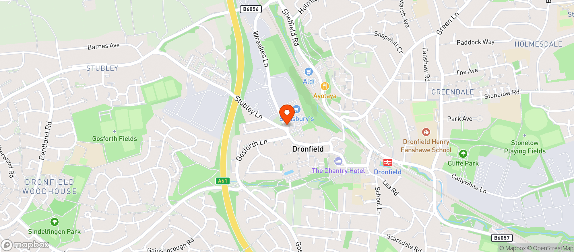Map showing Sainsburys Dronfield