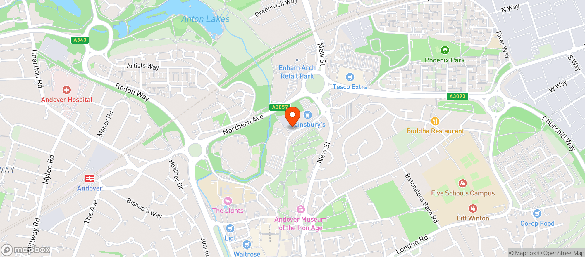 Map showing Sainsburys Andover North