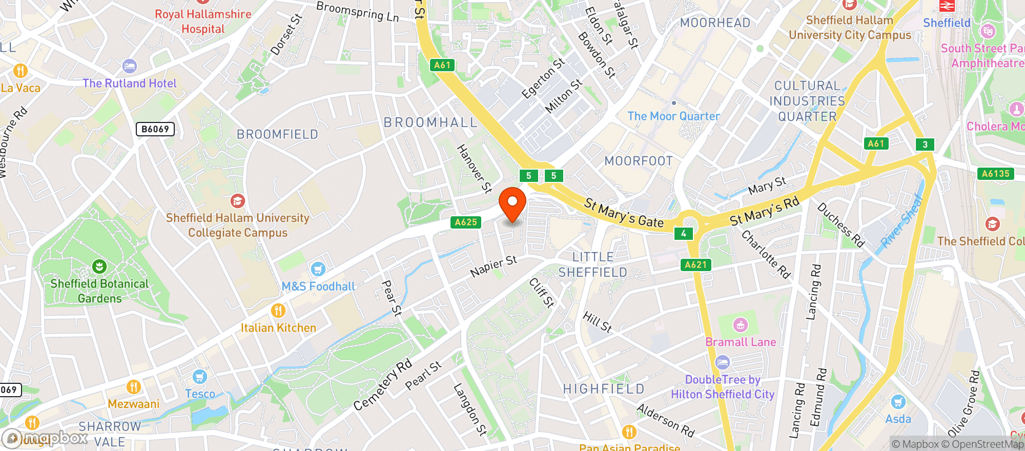 Map showing Waitrose Sheffield