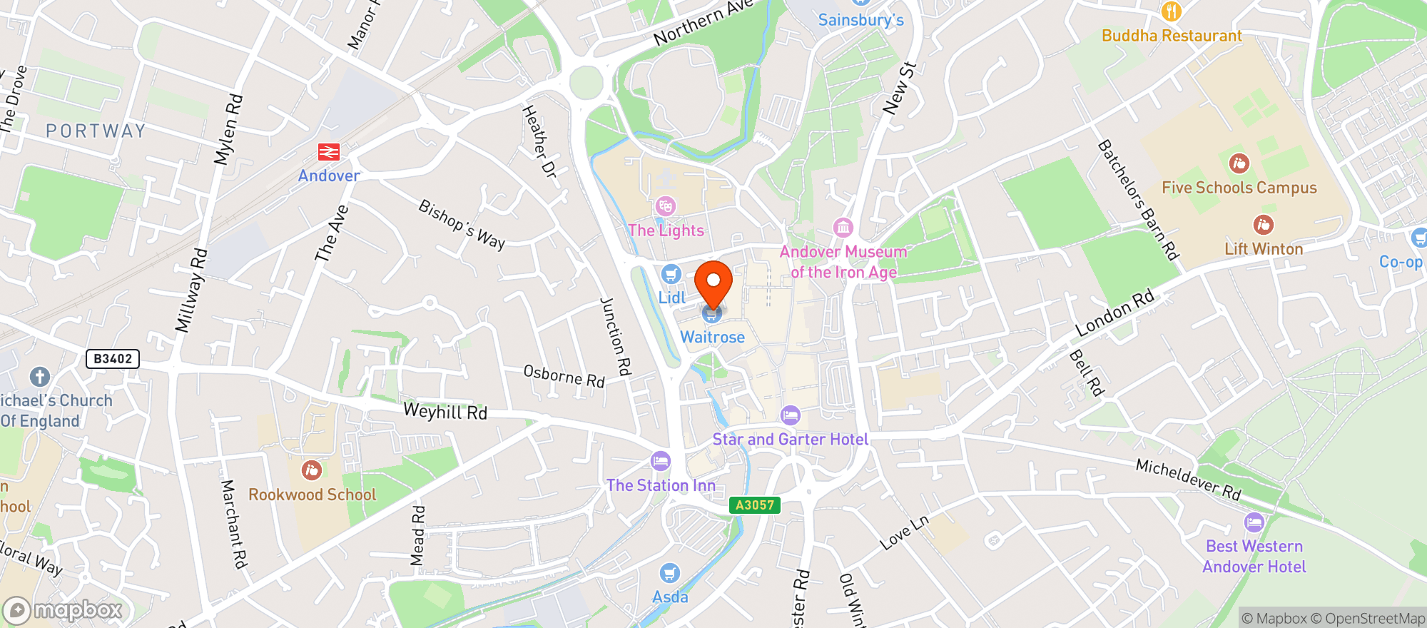 Map showing Waitrose Andover