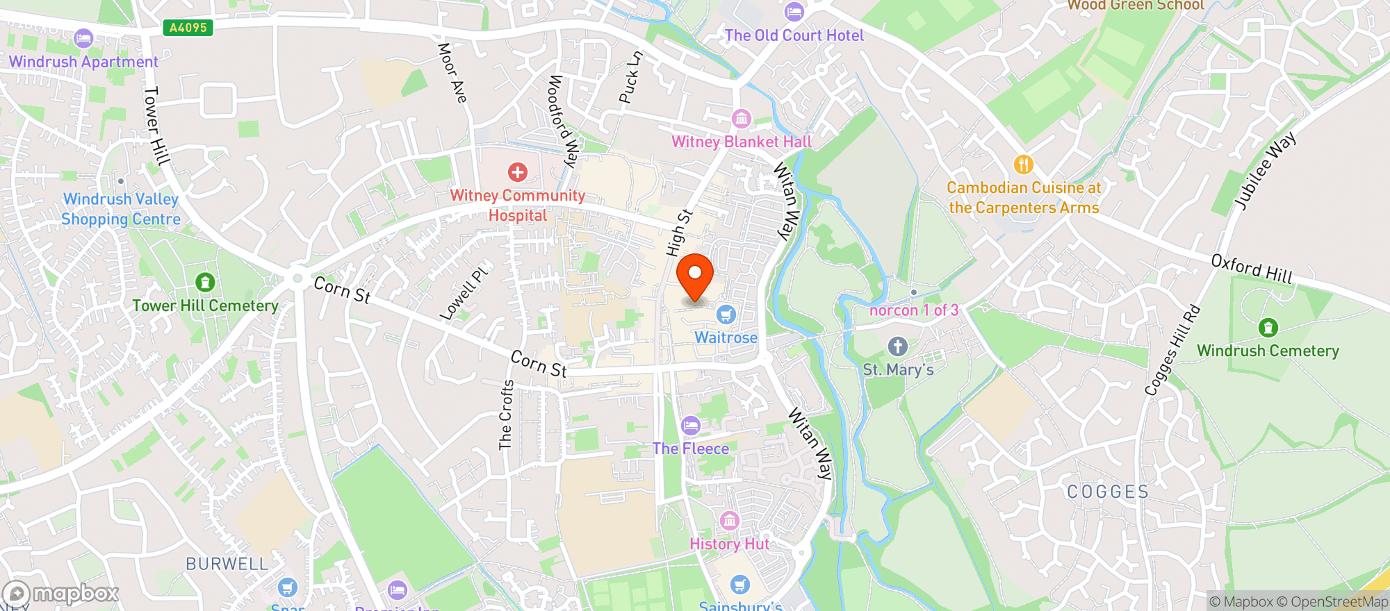 Map showing Waitrose Witney