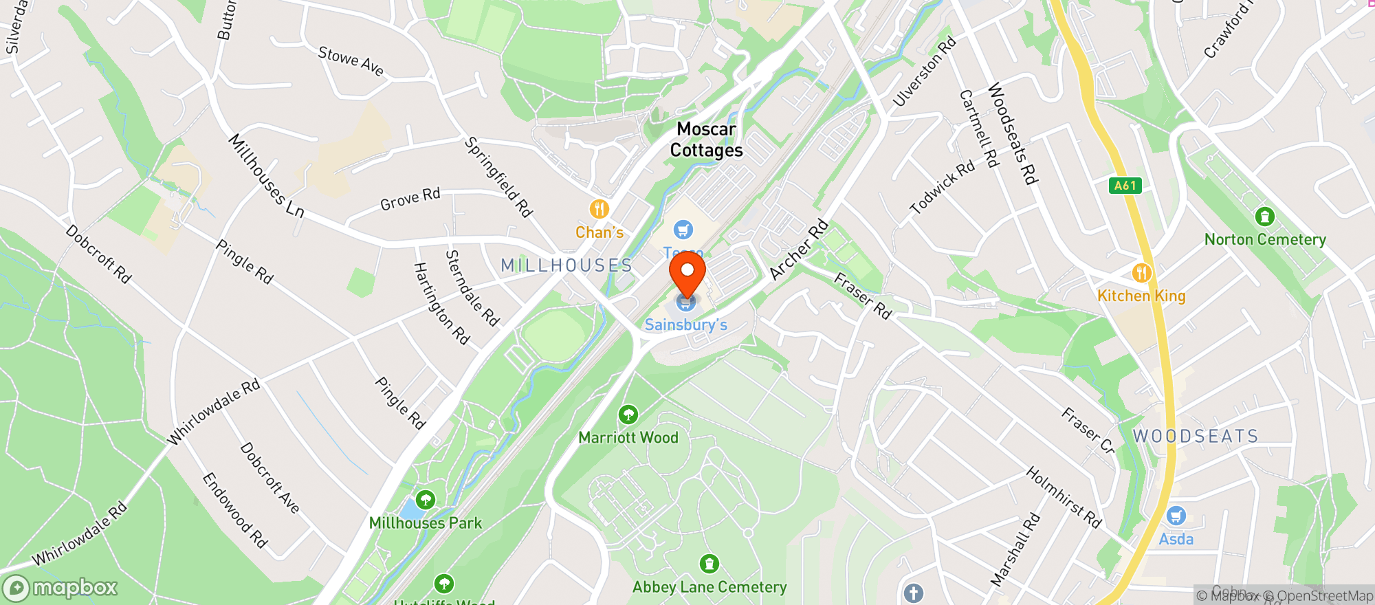 Map showing Sainsburys Archer Road