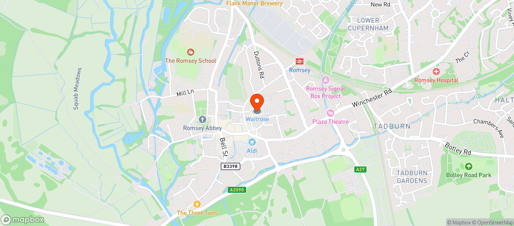 Map showing Waitrose Romsey