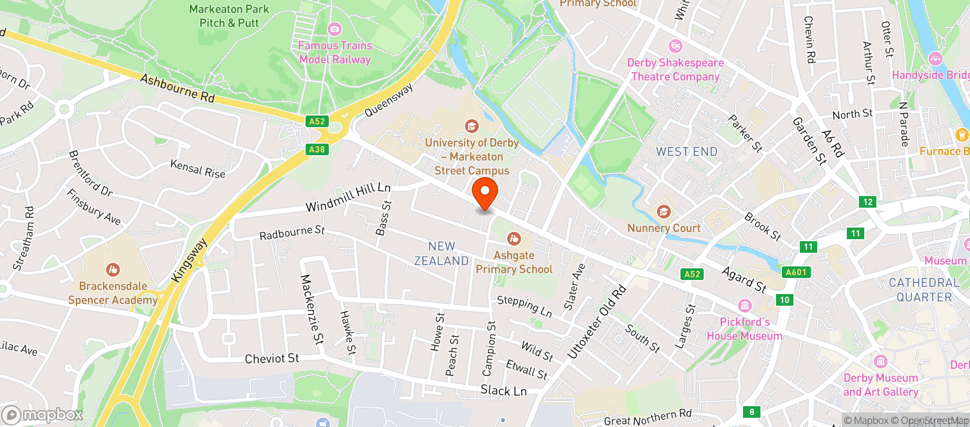 Map showing Majestic Derby