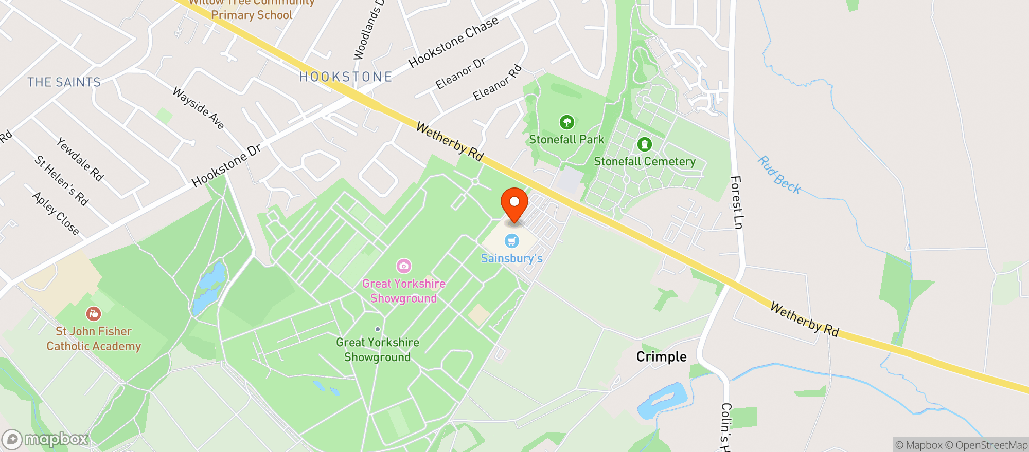 Map showing Sainsburys Harrogate