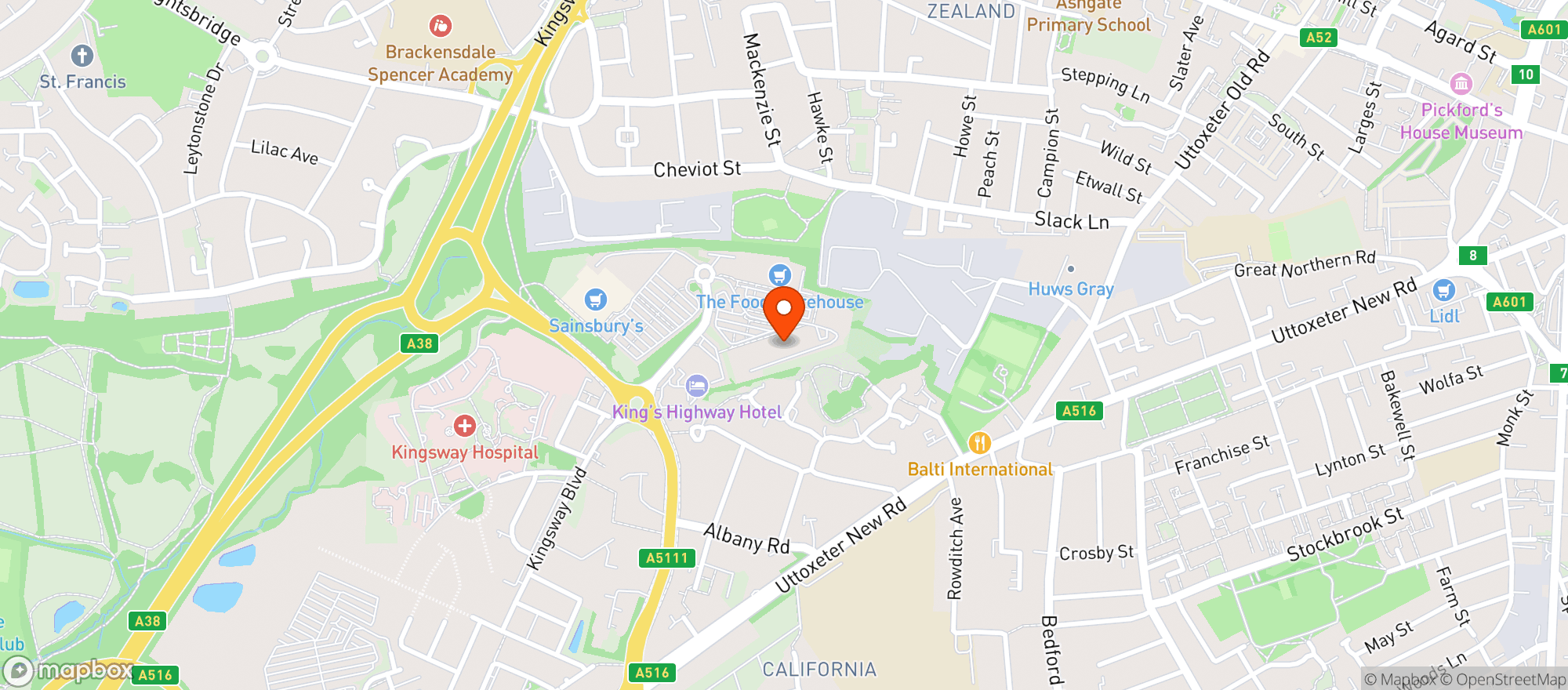Map showing Sainsburys Kingsway