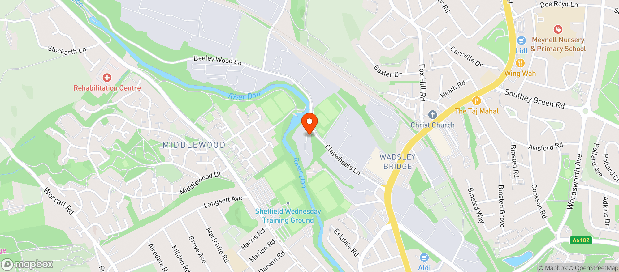 Map showing Sainsburys Sheffield Wadsley Bridge