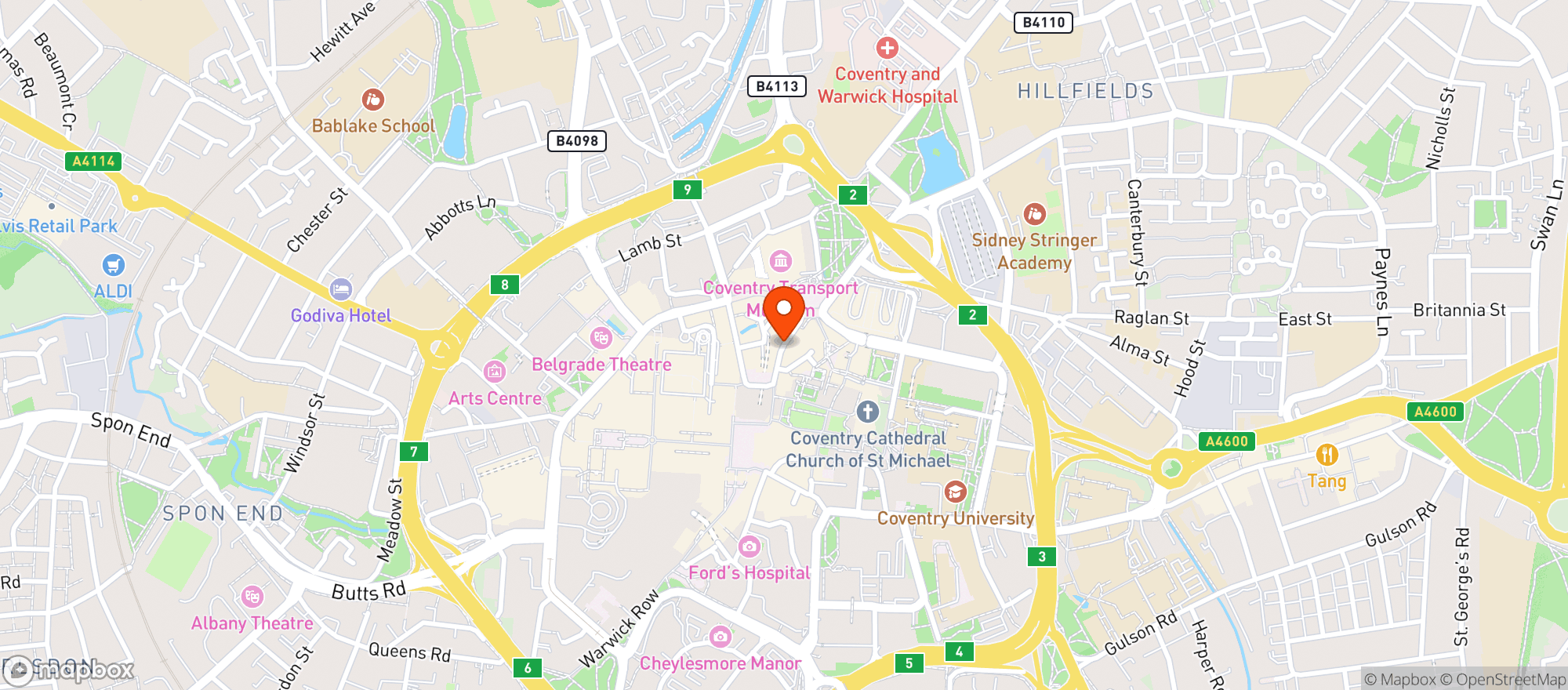 Map showing Sainsburys Coventry