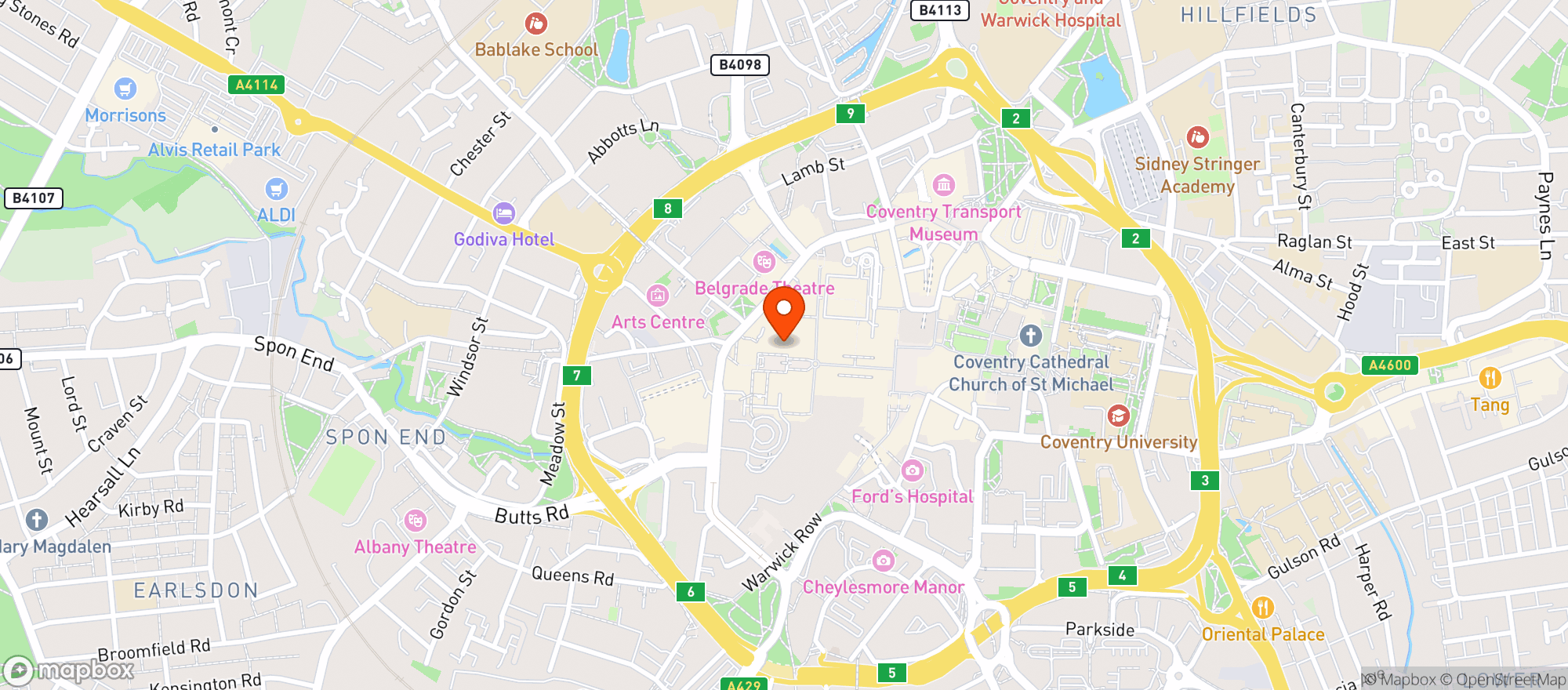 Map showing M&s