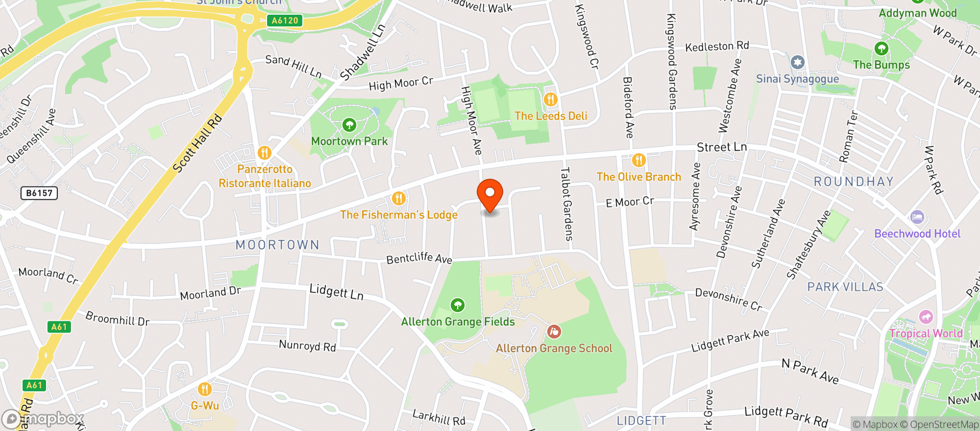Map showing Sainsburys Moortown
