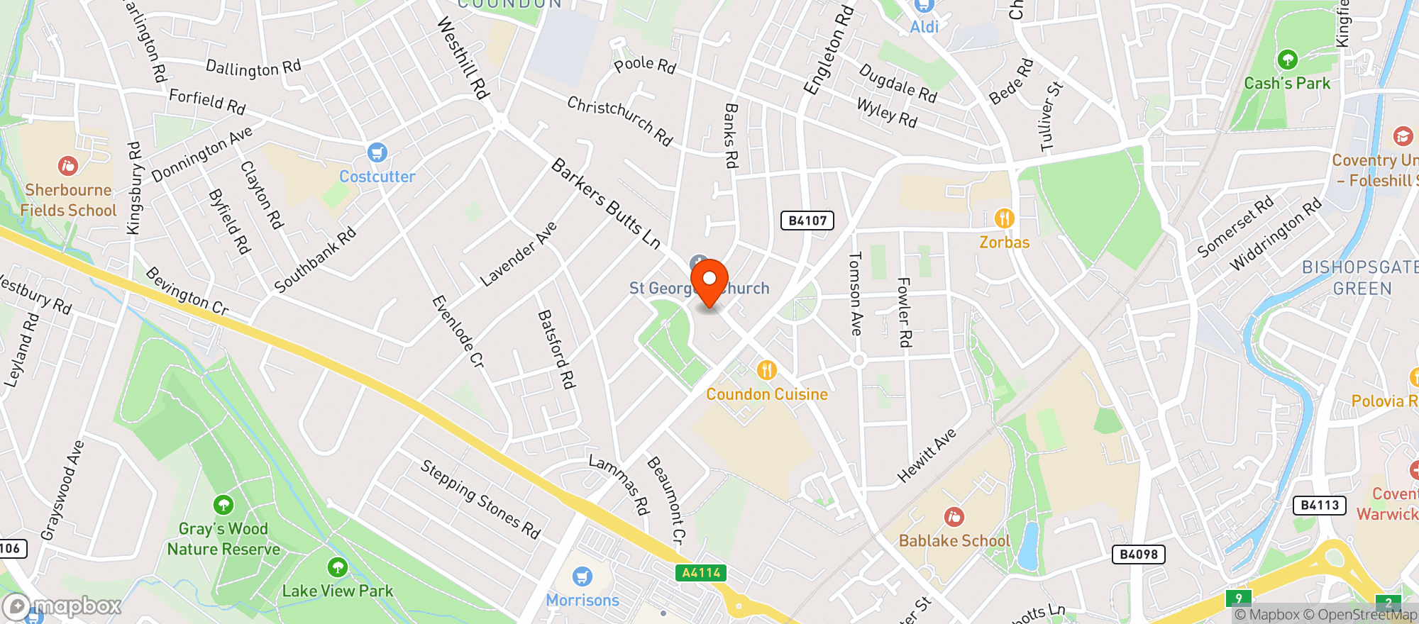Map showing Coundon Hotel