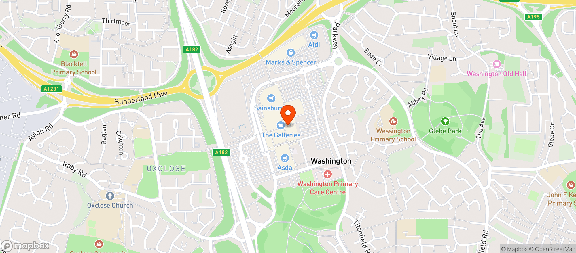 Map showing Sainsburys Washington