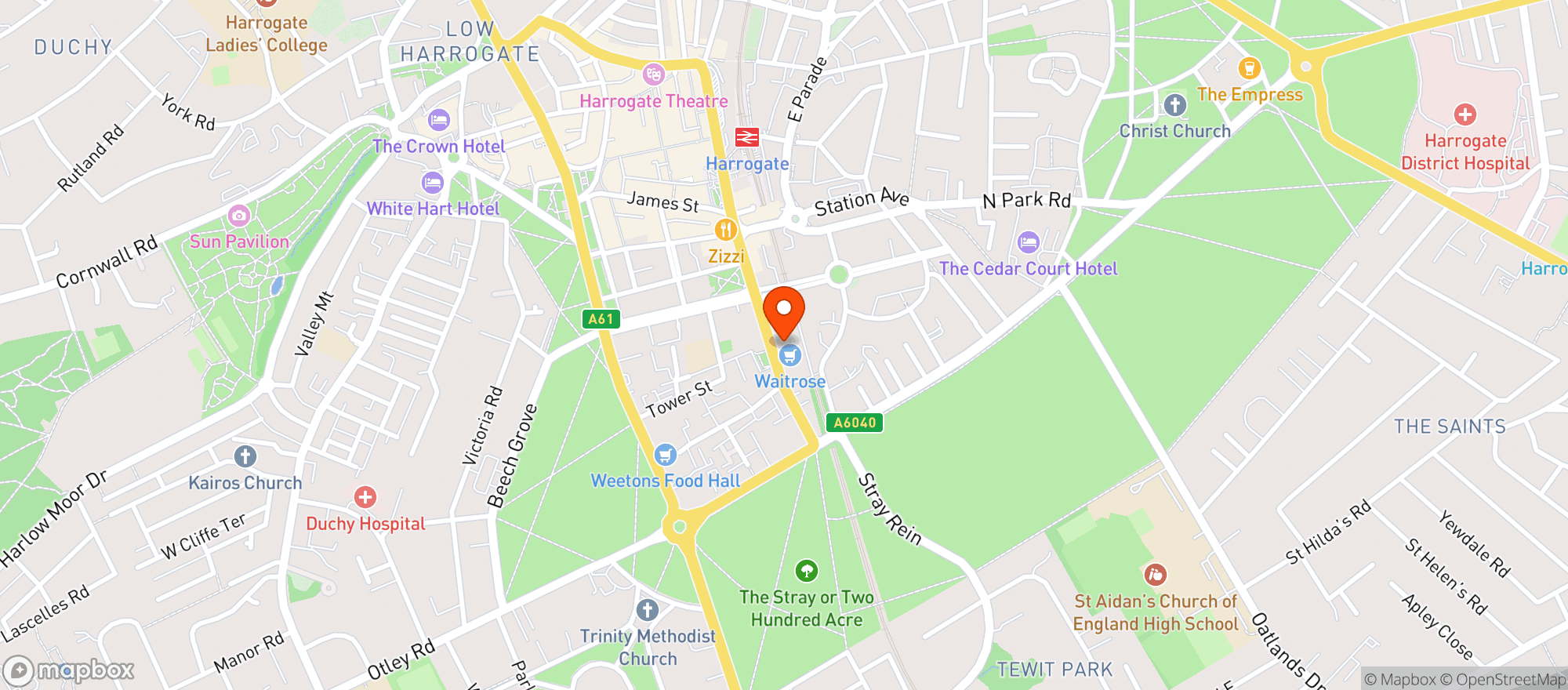 Map showing Waitrose Harrogate