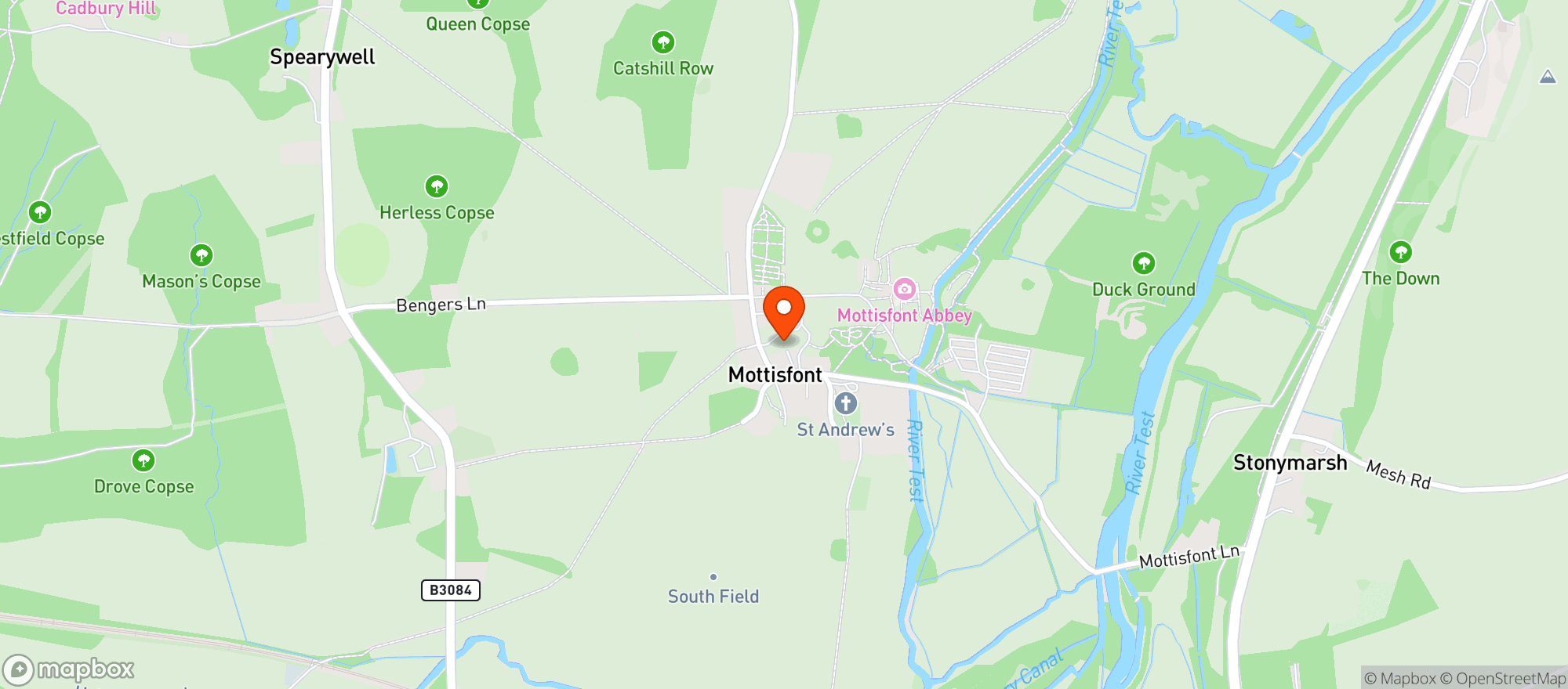 Map showing Mottisfont Stable, National Trust Gift Shop