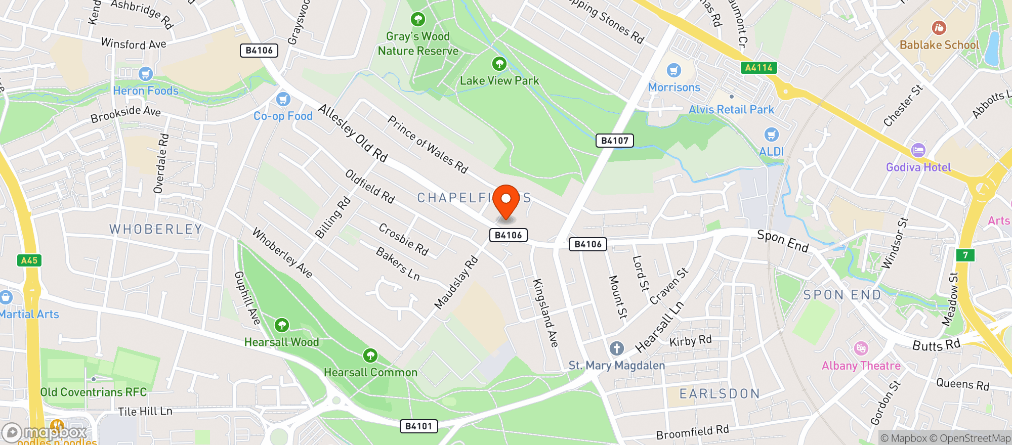 Map showing Maudslay