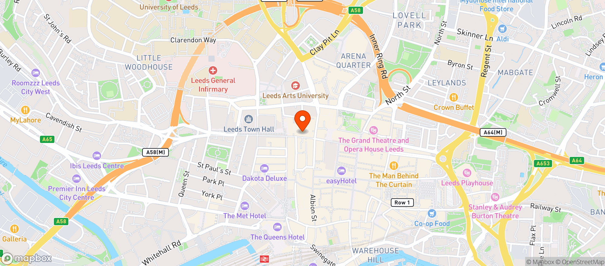 Map showing Miller & Carter - Leeds Light