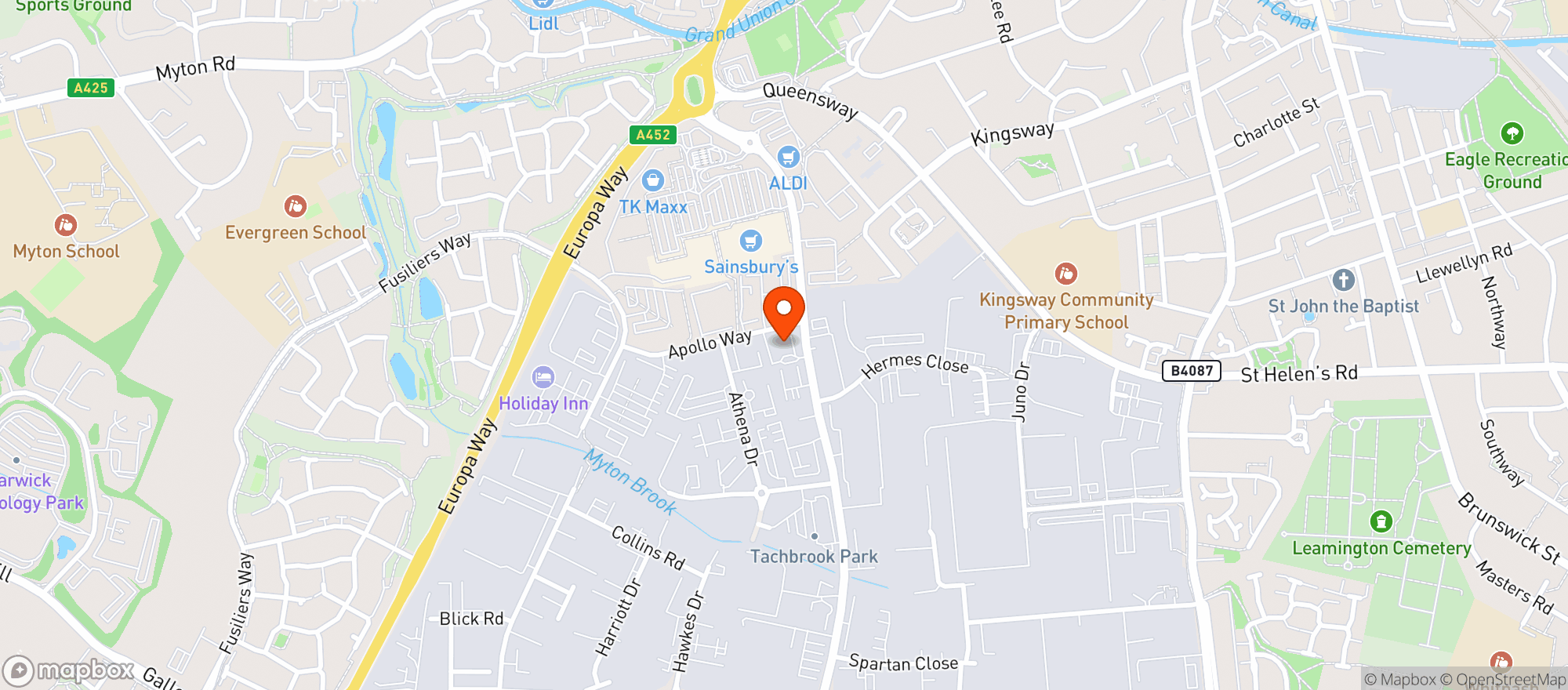 Map showing Sainsburys Leamington