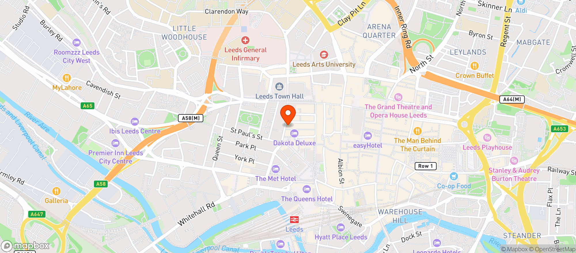 Map showing All Bar One Leeds