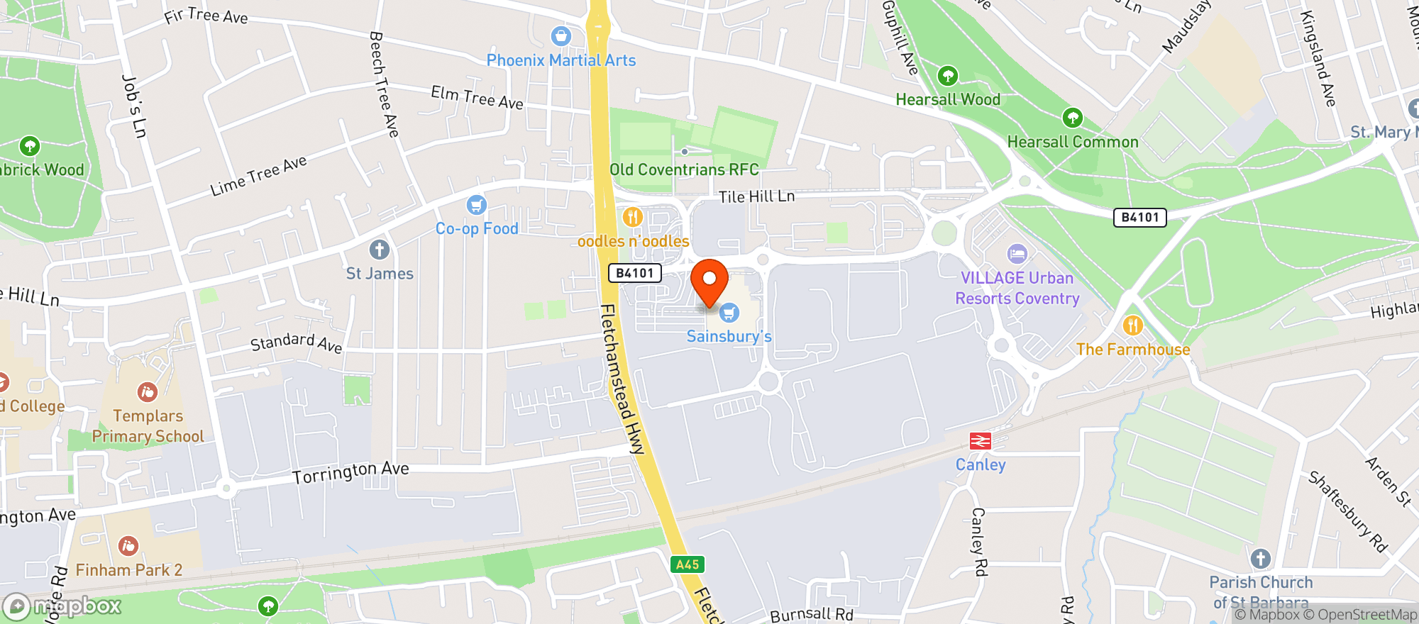 Map showing Sainsburys Canley