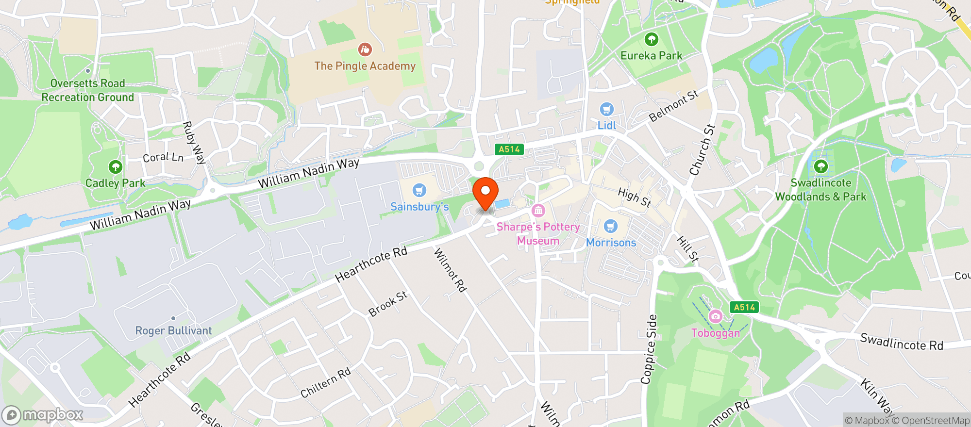 Map showing Sainsburys Swadlincote