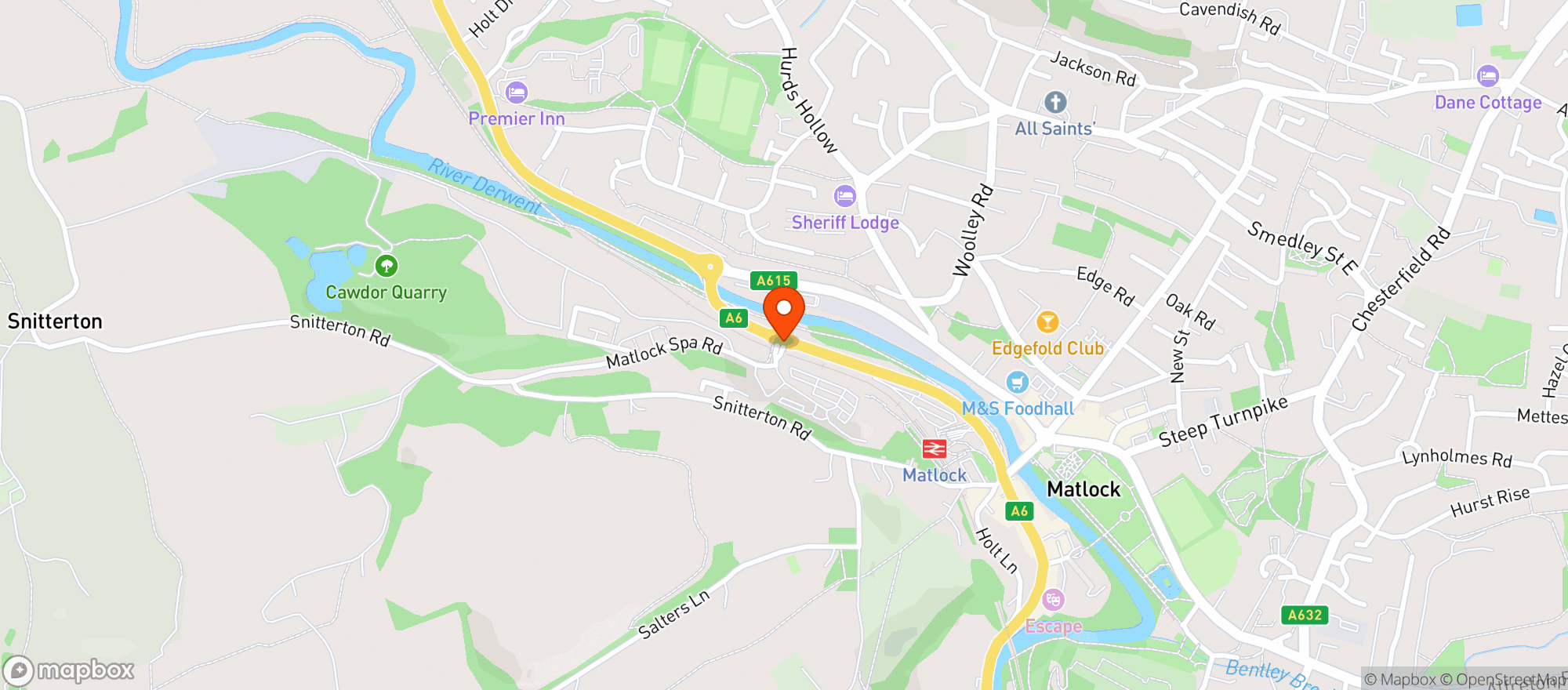 Map showing Sainsburys Matlock