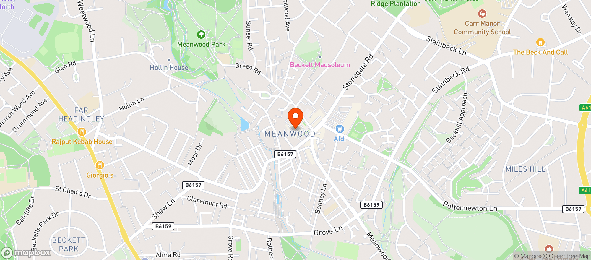 Map showing Waitrose Meanwood