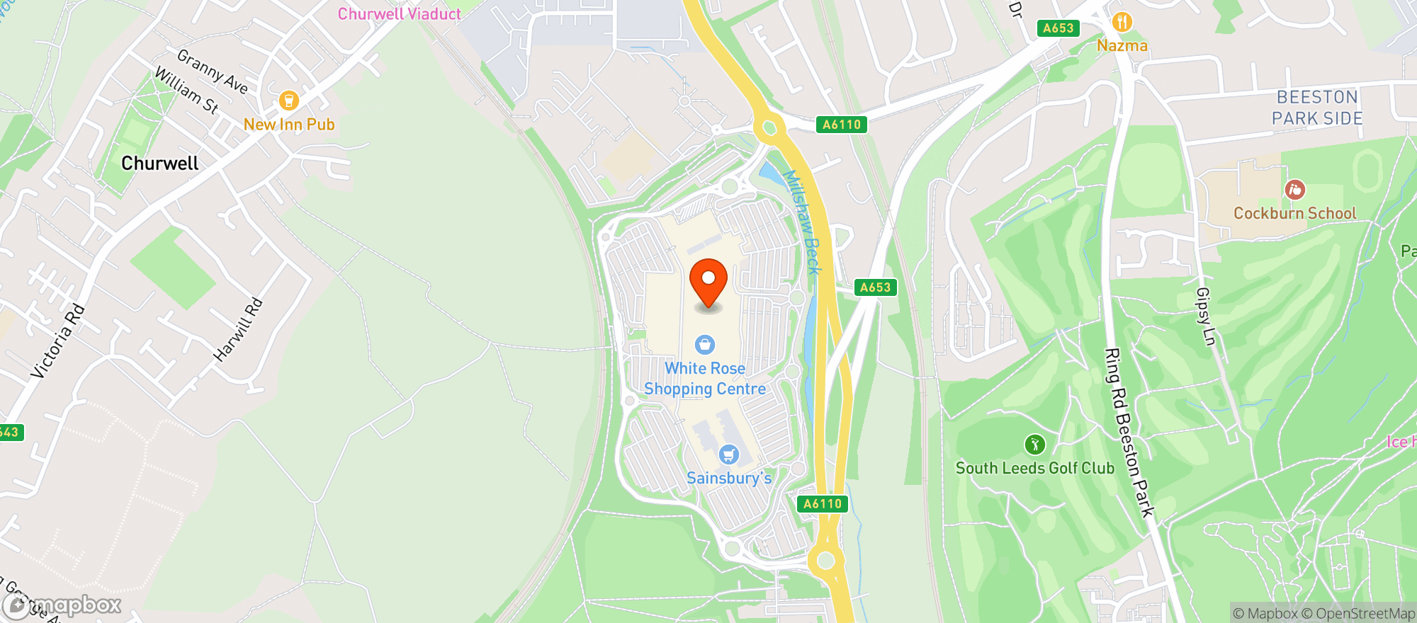 Map showing Sainsburys White Rose