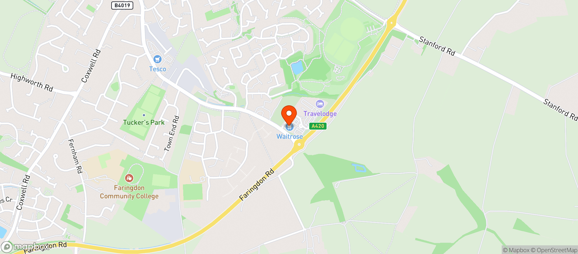 Map showing Waitrose Faringdon
