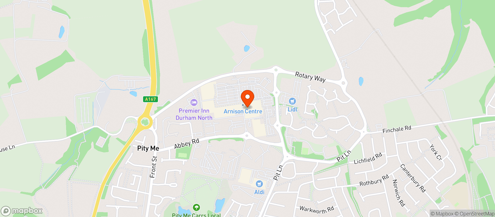 Map showing Sainsburys Durham
