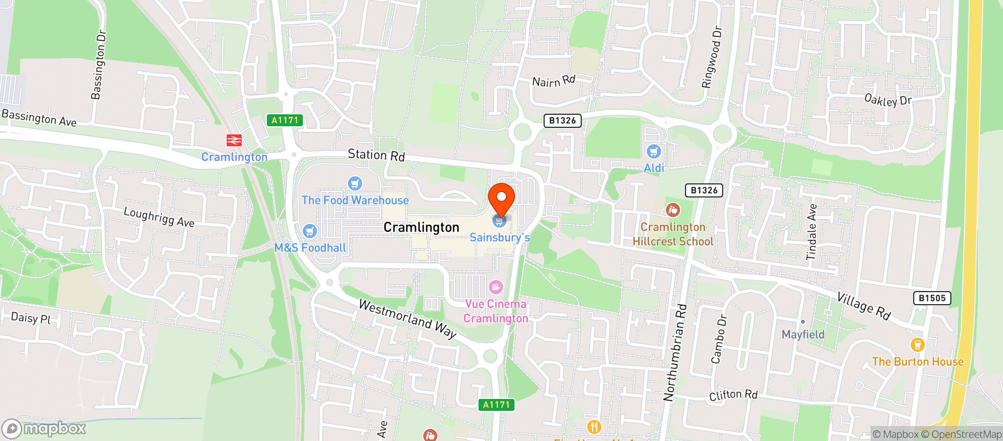Map showing Sainsbury's