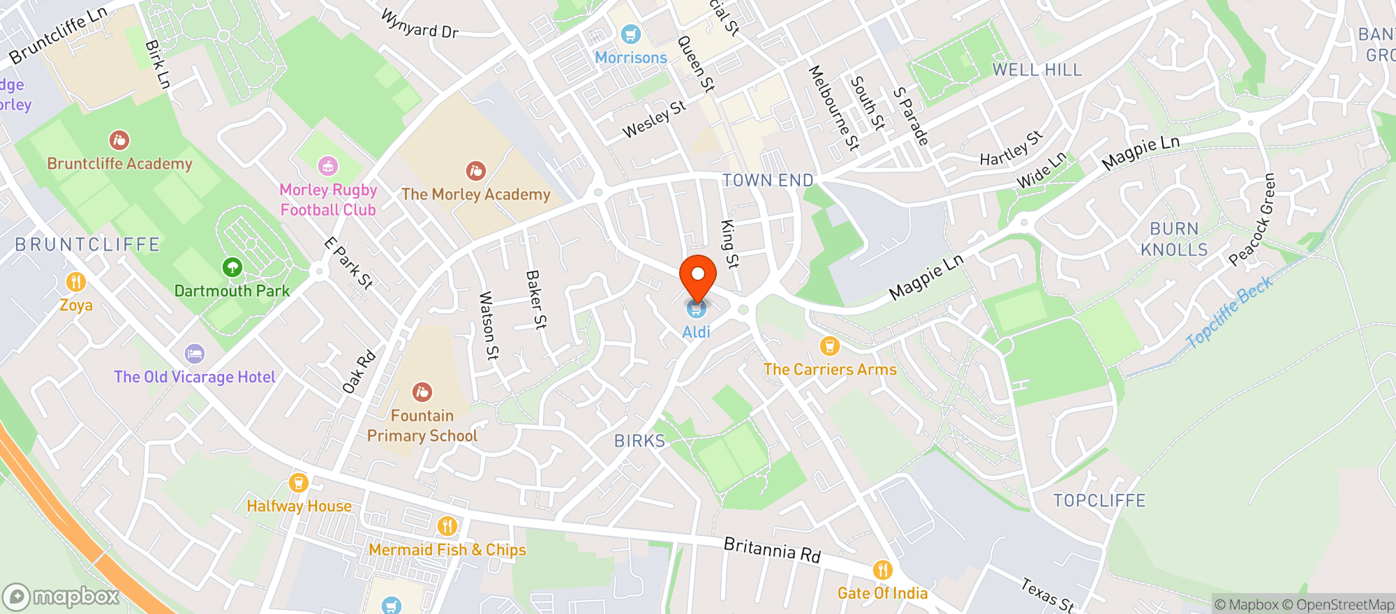 Map showing Aldi