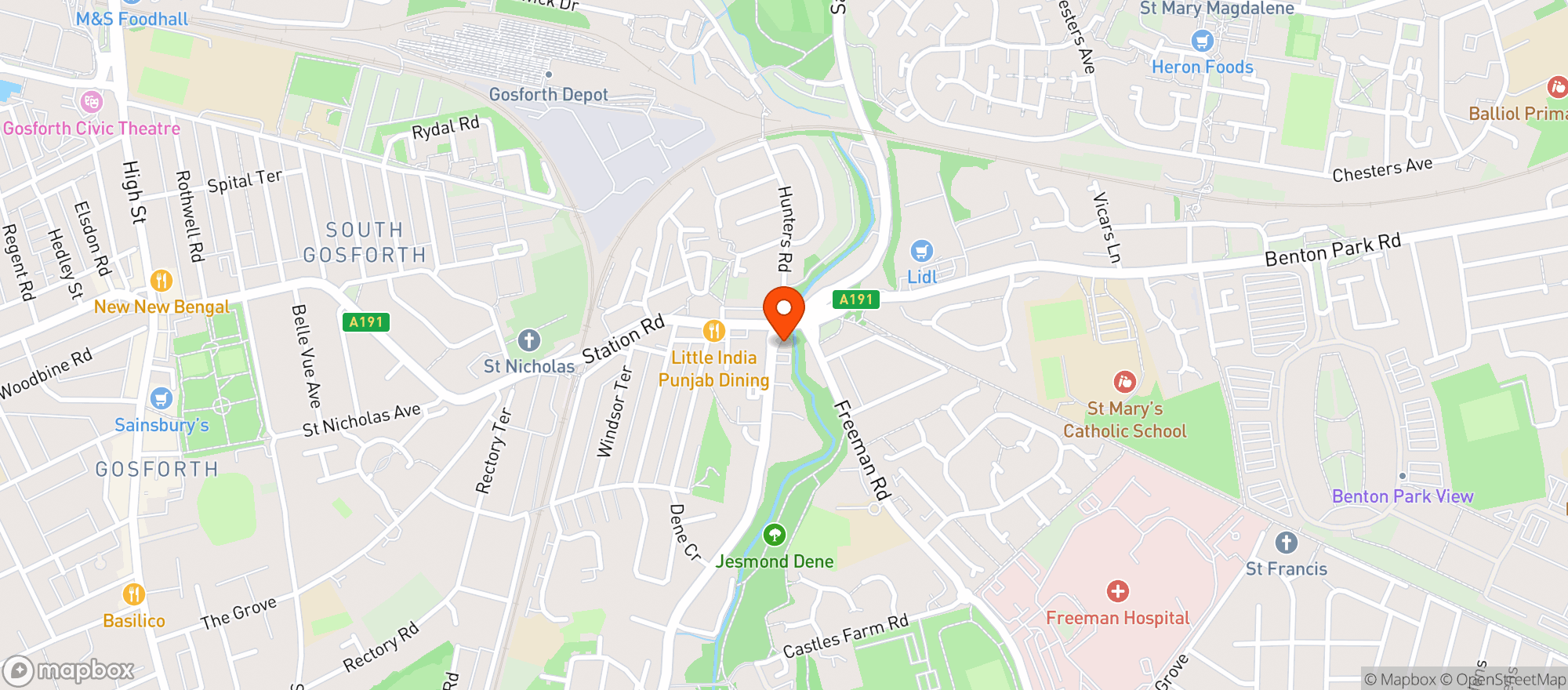 Map showing Majestic Newcastle
