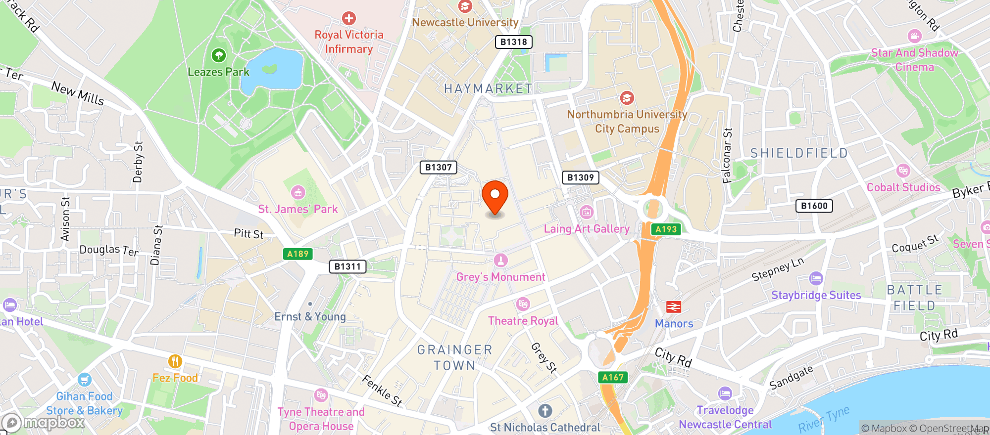 Map showing Fenwick Newcastle