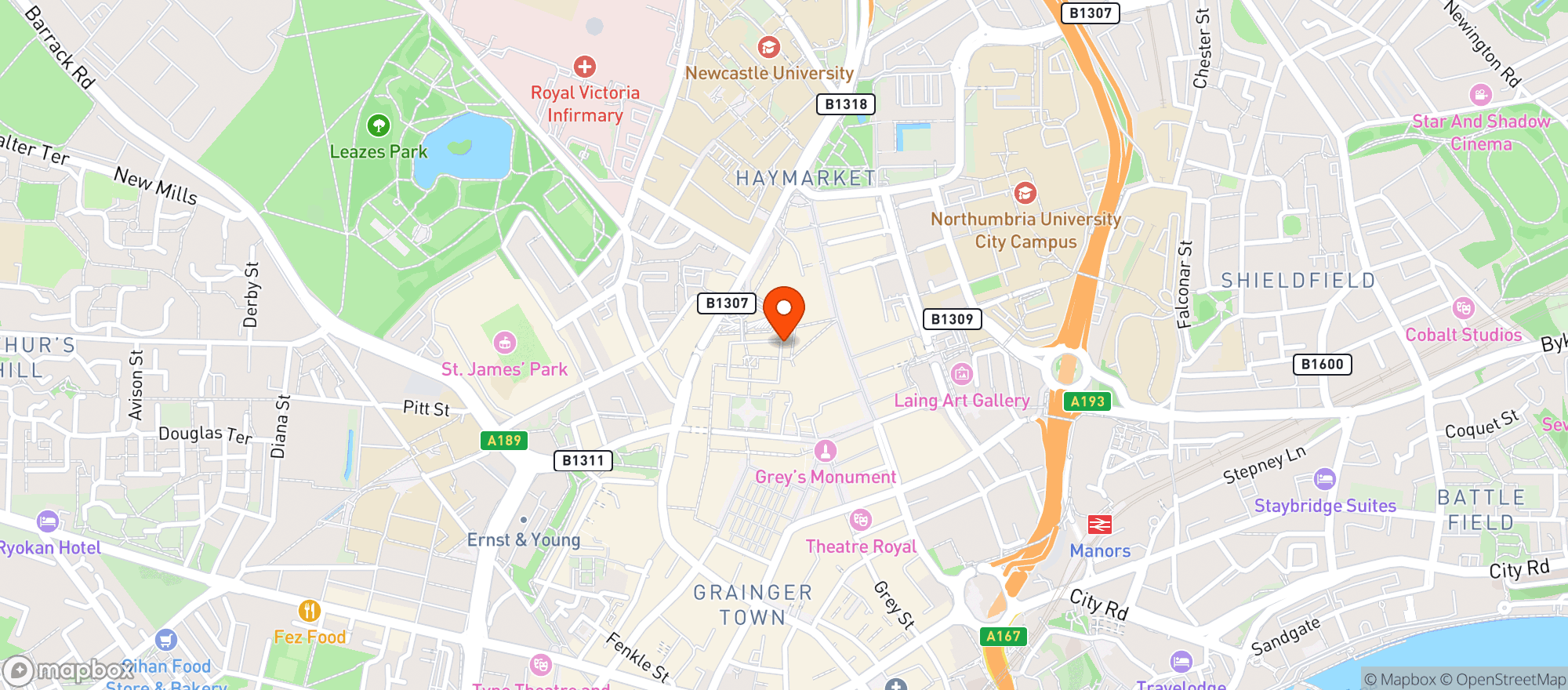Map showing Fenwicks Food Hall
