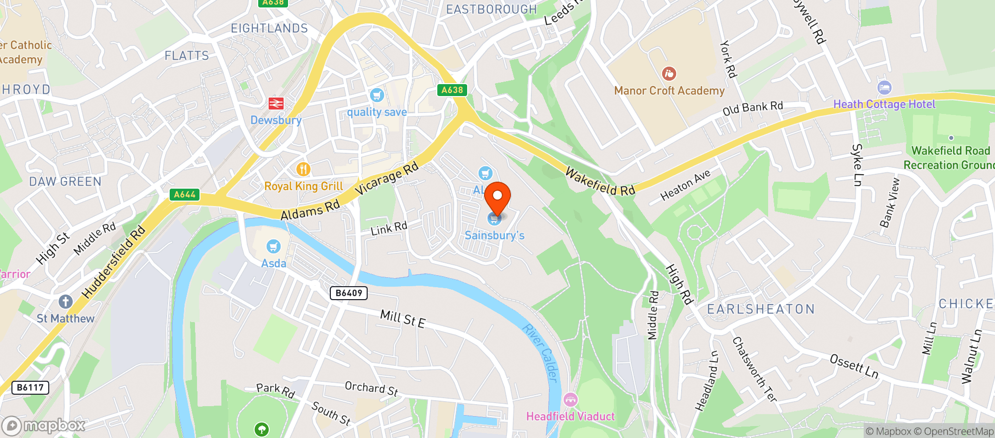 Map showing Sainsburys Dewsbury