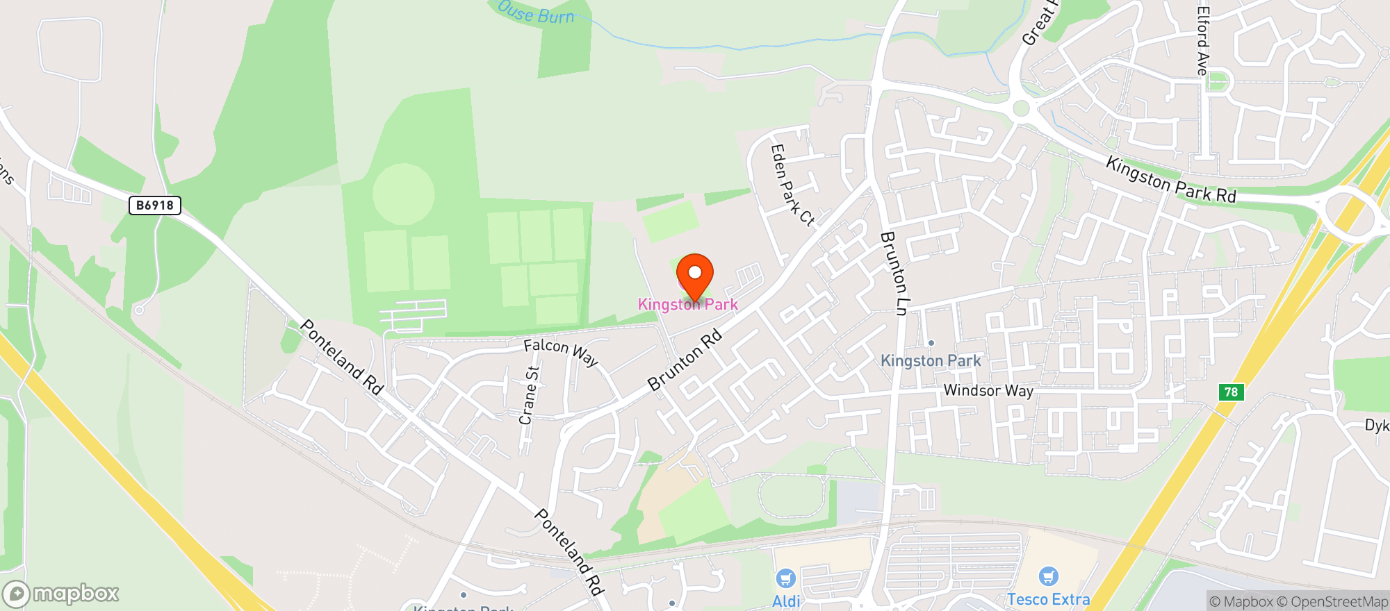 Map showing Tesco Extra Newcastle