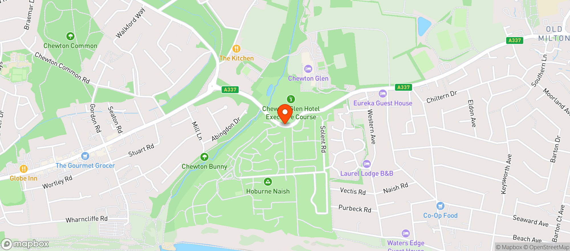 Map showing Chewton Glen