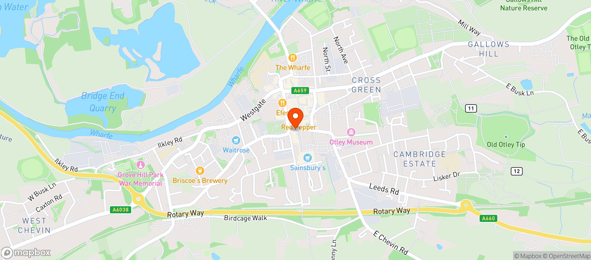 Map showing Sainsburys Otley