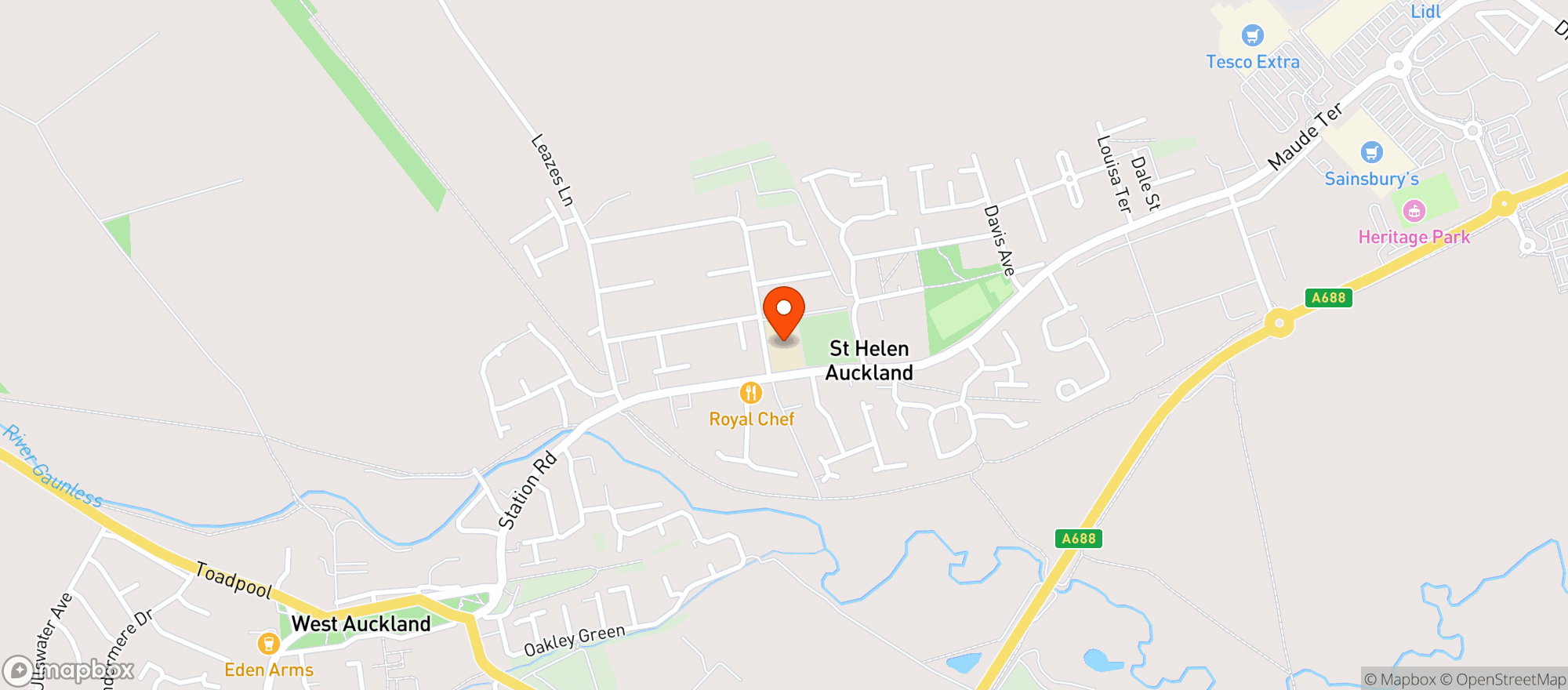 Map showing Sainsburys Bishop Auckland