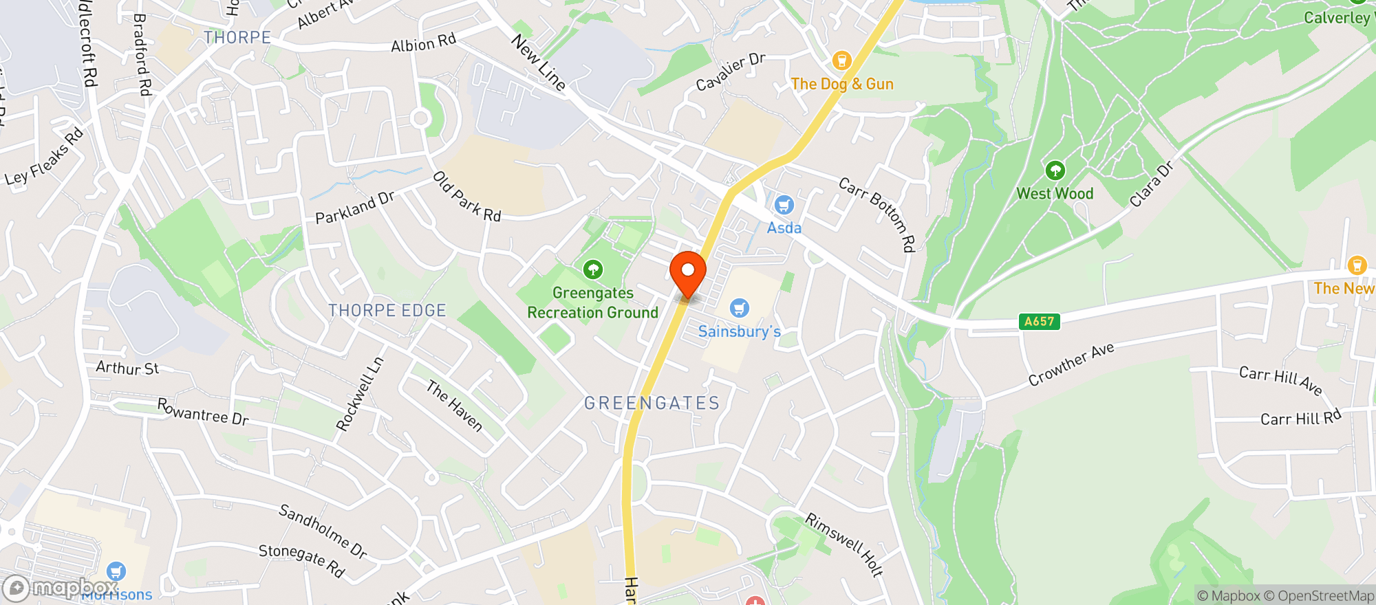 Map showing Sainsburys Bradford