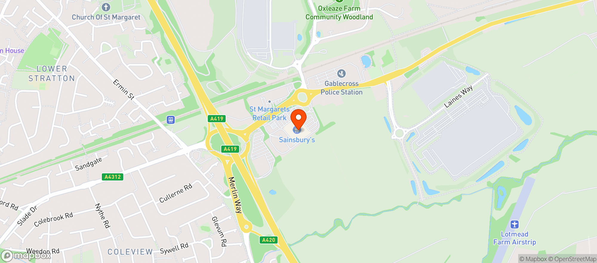 Map showing Sainsburys Stratton