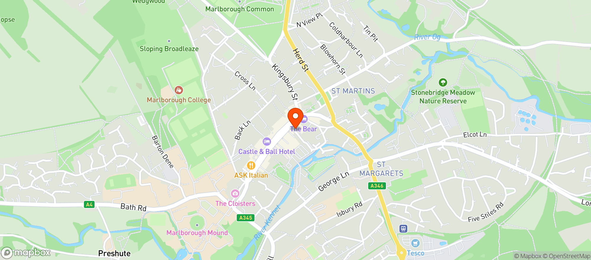 Map showing Waitrose Marlborough